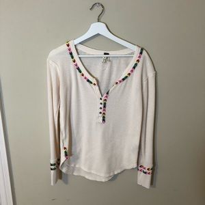 Free People Embroidered Henley